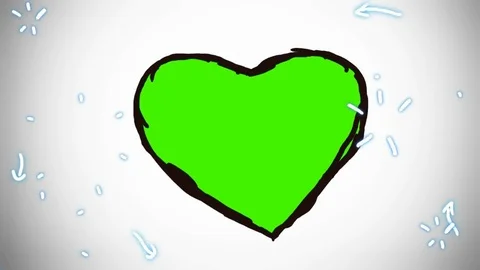 Green screen heart - hand-drawn - animation Stock Footage