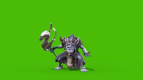 Green Screen High Priest Shaman Die Front 3D Rendering Animations CGI 4K Stock Footage 339716614