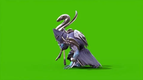 Green Screen High Priest Shaman Prays Side 3D Rendering Animations CGI 4K Stock Footage 339716629