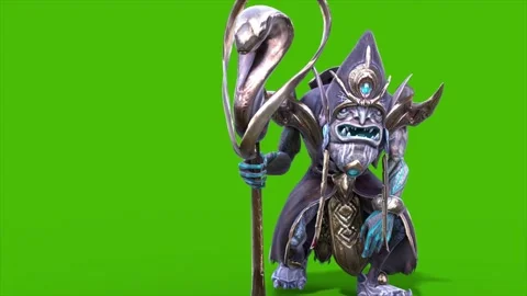 Green Screen High Priest Shaman Walks Front 3D Rendering Animations CGI 4K Stock Footage 339716659
