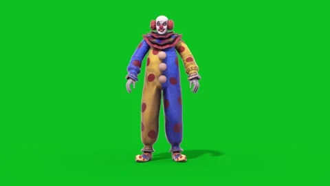 Green Screen Horror Angry Clown Idle Front Loop 3D Animations Rendering CGI 库存影片 328644625