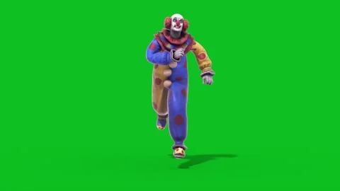 Green Screen Horror Angry Clown Runcycle Front Loop 3D Animations Rendering 库存影片 328644796