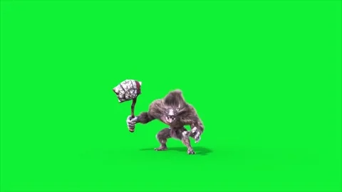 Green Screen Humanoid Rat Monster Attack Loop Fur 3D Animation Rendering CGI Stock Footage 306222794