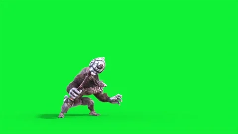 Green Screen Humanoid Rat Monster Attack Loop Side Fur 3D Animation Renderin Stock Footage 306222828