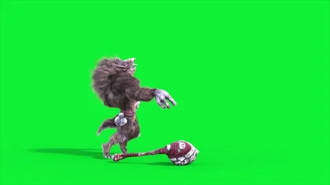 Green Screen Humanoid Rat Monster Die Side Fur 3D Animation Rendering CGI 4K Stock Footage 306222857