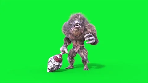 Green Screen Humanoid Rat Monster Laughs Loop Fur 3D Animation Rendering CGI Stock Footage 306222877