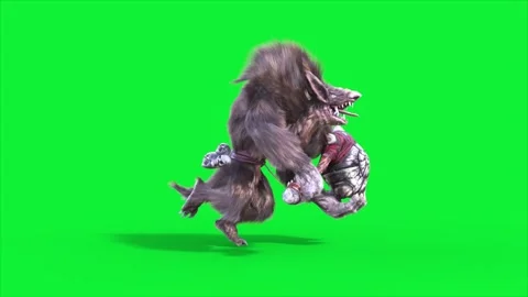 Green Screen Humanoid Rat Monster Runcycle Side Loop Fur 3D Animation Render Stock Footage 306222921