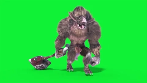 Green Screen Humanoid Rat Monster Walkcycle Loop Fur 3D Animation Rendering Stock Footage 306222938