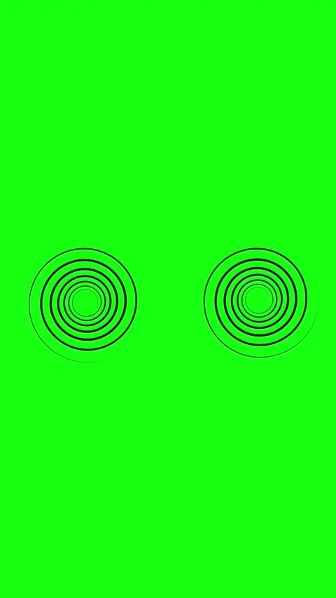 Green screen hypnotic circle background with twin black concentric rings, clean Stock Footage 340575626