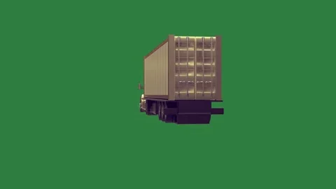 A green screen with an image of car and truck is moving on trailer in the Видео 335065281