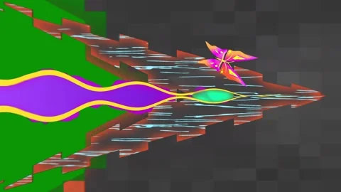 Green screen image computer colorful pattern generated wave bird flying over Stock Footage 314068593