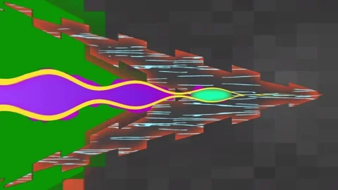 Green screen image computer wave in ocean dark room purple yellow lines Video stock 314068588