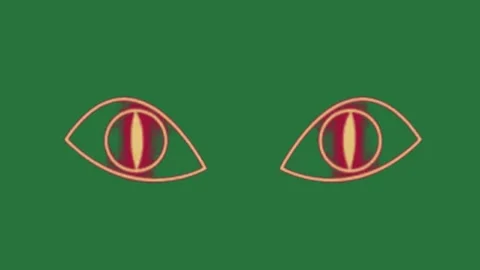 A green screen with an image of face and orange cat ' s eyes on background Stock-Footage 335683311
