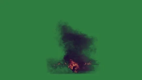 A green screen with an image of helicopter and dragon on it fire in the middle Видео 335130396