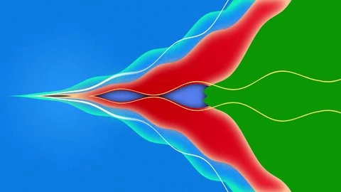 Green screen image red blue wave sky field yellow lines animated chromakey Stock Footage 314068585