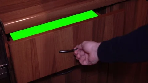Green screen inside the drawer that is opened Video stock 99494144