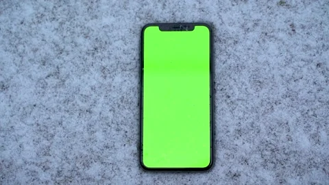 Green Screen Iphone X Mock Up With Snow Video stock 147792239