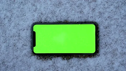 Green Screen Iphone X Mock Up With Snow-Horizontal #2 Stock-Footage 147792254