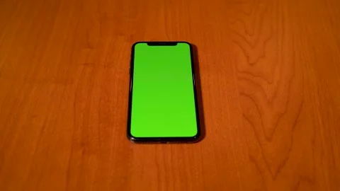 Green Screen Iphone X Mock Up On Table Video stock 147792262