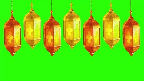 Green screen islamic overlay with ramadan lanterns for eid, great intro opener Stock Footage 327220827