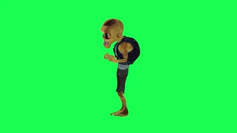 Green screen isolated 3d zombie playing with tablet right angle Video stock 250112497
