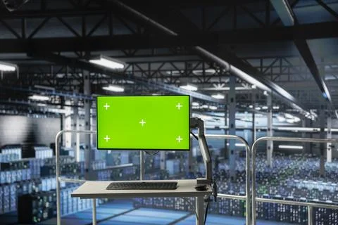 Green screen isolated display on data center industrial platform 写真素材