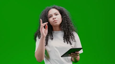 Green Screen lady making notes Stock Footage 229700838