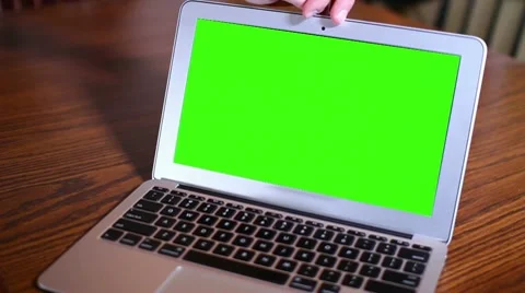 Green Screen Laptop Opens and Closes Stock Footage