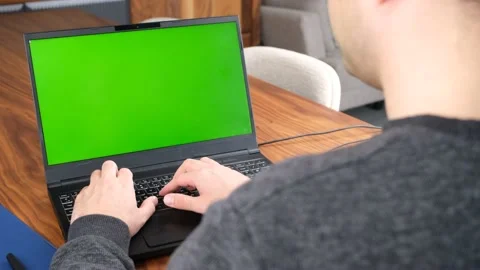 Green screen laptop working Stock-Footage 238012653