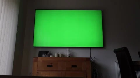 Green screen large tv on the wall Stock Footage 156060830
