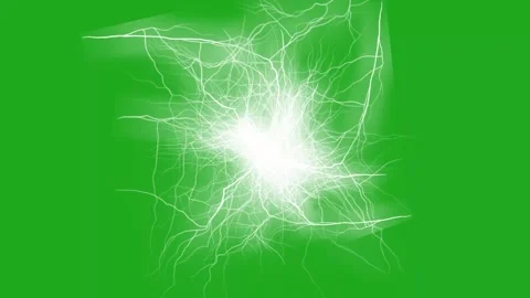 Green screen lightning bolt animation showing a powerful electric strike Stock Footage 328596104