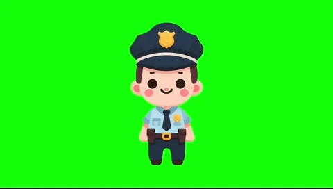 Green Screen Loop: Cute Baby Police Character in Animated Pop-Up 스톡 동영상 278086903
