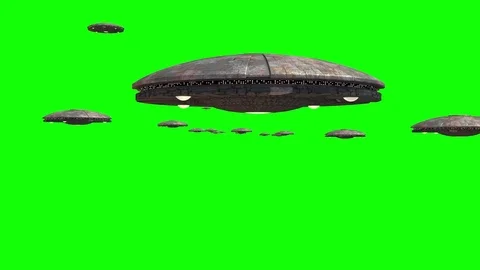 Green screen loop with an UFO invasion Stock Footage