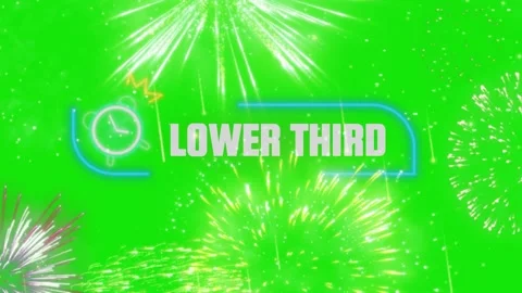 Green screen lower thirds with animated fireworks with video displays three Stock Footage 340880587