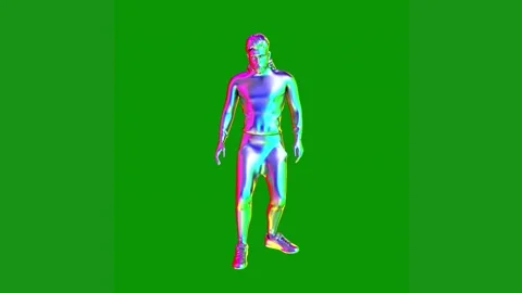 Green screen man middle standing front woman is walking animated chromakey Stock Footage 314064756