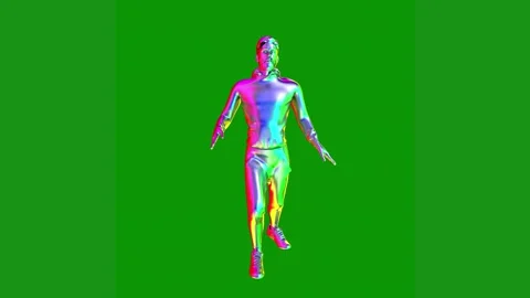 Green screen man running is walking woman animated chromakey background motion Stock Footage 314064749