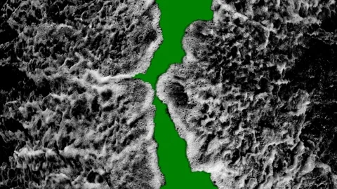 Green screen map world hole middle shape surface moon white border clouds Stock Footage 314064020