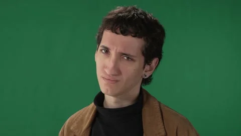 Green screen millennial disapproving Stock Footage 218061007