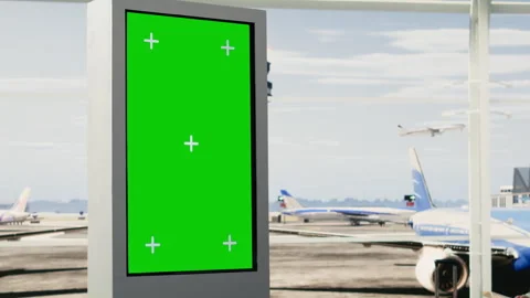 Green screen mockup with man digital nomad in airport terminal Stock Footage 333174267