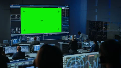 Green Screen Mockup Space Mission Control Stock Footage 136098881