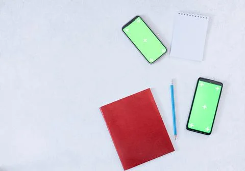 Green screen mockup template of Mobile phone Stock Photos