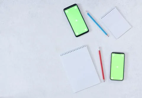 Green screen mockup template of Mobile phone Stock Photos