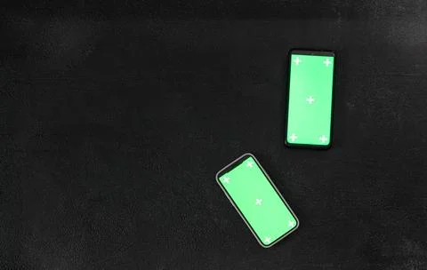Green screen mockup template of Mobile phone Stock Photos