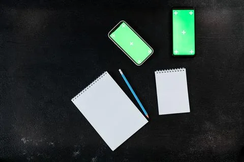 Green screen mockup template of Mobile phone Stock Photos
