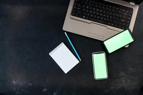 Green screen mockup template of Mobile phone Stock Photos