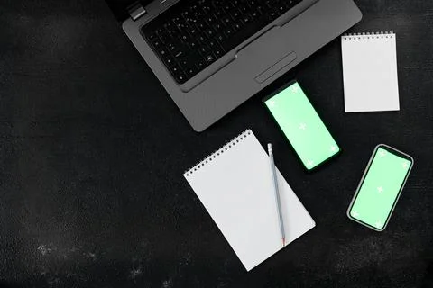 Green screen mockup template of Mobile phone Stock Photos