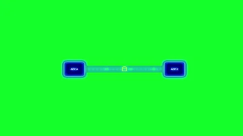 Green screen motion graphic with connected App A and App B data transfer an.. Stock Footage 344709978