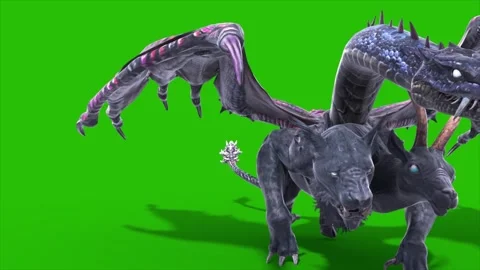 Green Screen Mythological Chimera Walks Front Monsters 3D Animations Renderi Stock Footage 340357145