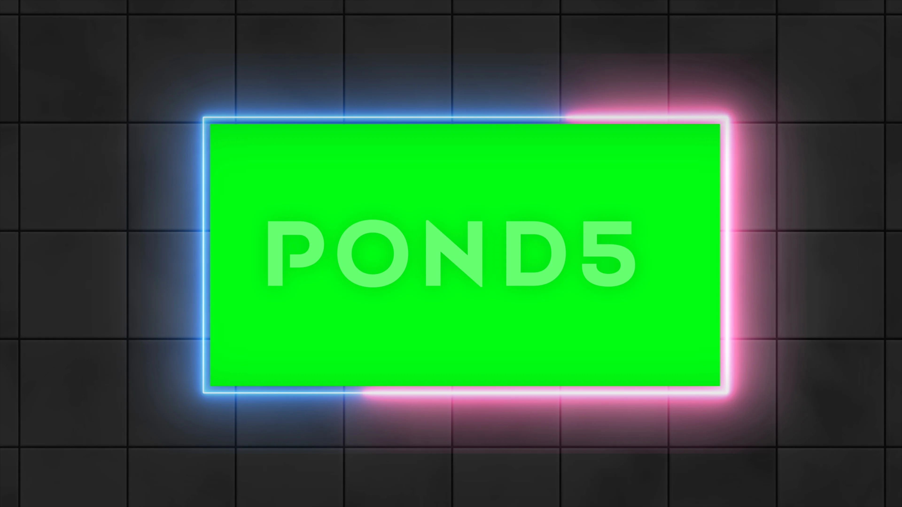 Abstract creative metal stage and led, neon blank billboard, border. Video  mock up for advertisement, green screen alpha channel and tracking markers.  Stock Illustration