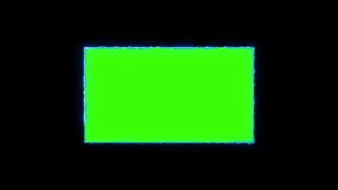 Green screen, neon, led light border in front of wall. Blank, Empty screen .. Stock Footage 305166370
